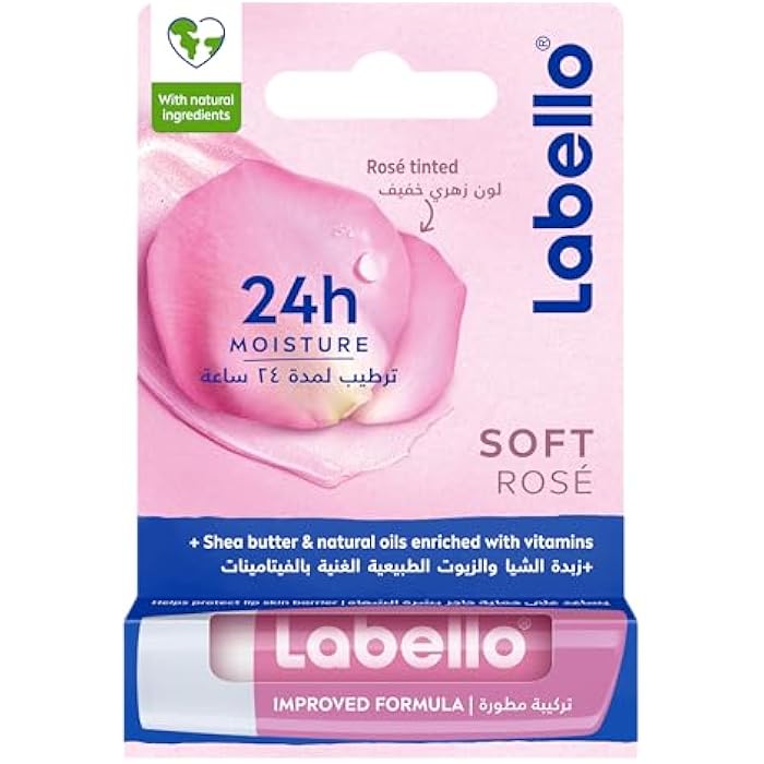 Labello lip balm, moisturising lip care, soft rose, 4.8g - Image 1